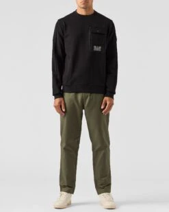 Weekend Offender Adiel Mesh Pocket Sweatshirt Black -Clothing Shop SWAW2316 ADIEL BLACK 0470