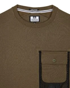 Weekend Offender Adiel Mesh Pocket Sweatshirt Dark Green -Clothing Shop SWAW2316 ADIEL DARK GREEN 4034