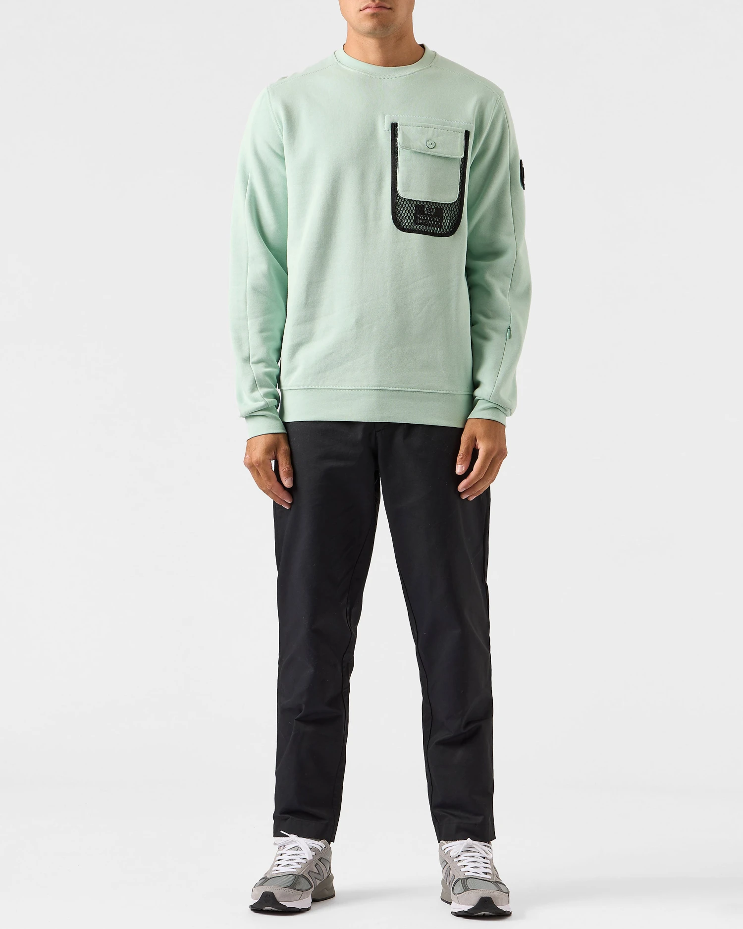 Weekend Offender Adiel Mesh Pocket Sweatshirt Mint Tea Green 3 Weekend Offender Adiel Mesh Pocket Sweatshirt Mint Tea Green - Image 3