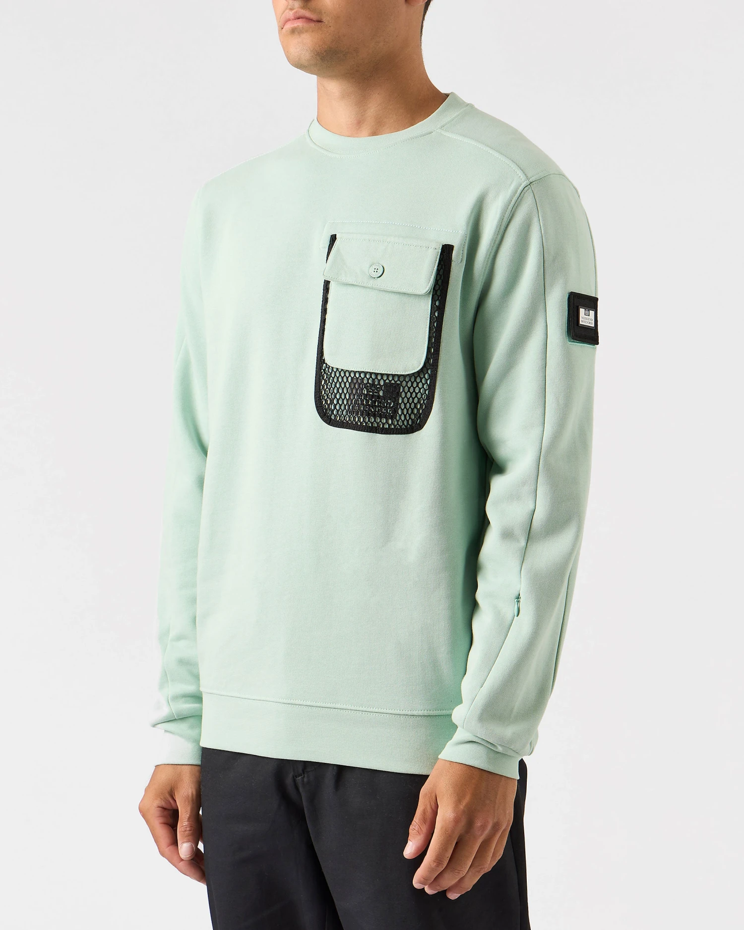Weekend Offender Adiel Mesh Pocket Sweatshirt Mint Tea Green 2 Weekend Offender Adiel Mesh Pocket Sweatshirt Mint Tea Green - Image 2