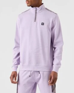 Weekend Offender Andrade Quarter Zip Sweatshirt Wisteria -Clothing Shop SWSS2304 ANDRADE WISTERIA 4970