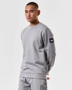 Weekend Offender F Bomb Sweatshirt Smokey Grey -Clothing Shop SWSS2401 F BOMB SMOKEY 3737 MODEL
