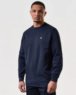 Weekend Offender Ferrer Sweatshirt Navy -Clothing Shop SWSS2402 FERRER NAVY 7549