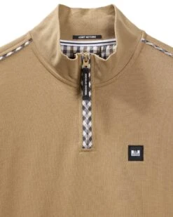 Weekend Offender Matisa Quarter Zip Sweatshirt Cognac Brown -Clothing Shop SWSS2405 MATISA COGNAC 11595