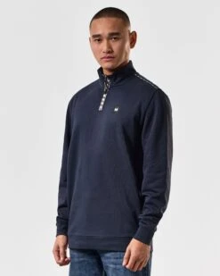 Weekend Offender Matisa Quarter Zip Sweatshirt Navy -Clothing Shop SWSS2405 MATISA NAVY 4431 MODEL