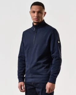 Weekend Offender Kraviz Quarter Zip Sweatshirt Navy -Clothing Shop SWSS2411 KRAVIZ NAVY 7544