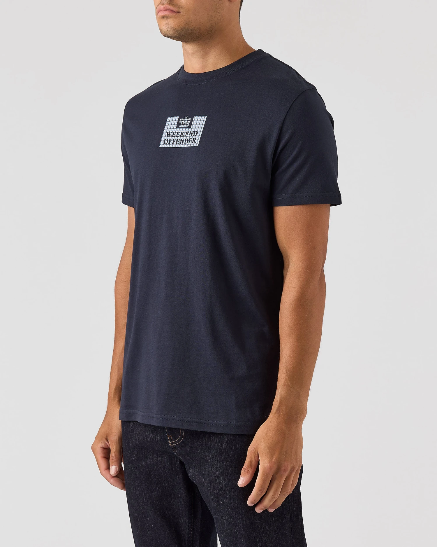 Weekend Offender Dygas T-Shirt Navy/Blue House Check 3 Weekend Offender Dygas T-Shirt Navy/Blue House Check - Image 3