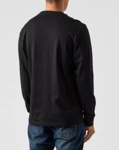 Weekend Offender Mahoney Long Sleeve T-Shirt Black -Clothing Shop TSAW2308 MAHONEY BLACK 0348 MODEL