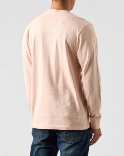 Weekend Offender Mahoney Long Sleeve T-Shirt Peachy -Clothing Shop TSAW2308 MAHONEY PEACHY 0356 MODEL