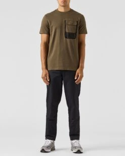 Weekend Offender Lens Mesh Pocket T-Shirt Dark Green -Clothing Shop TSAW2311 LENS DARK GREEN 0689 MODEL