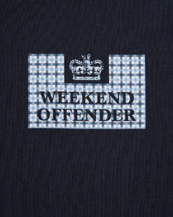 Weekend Offender Dygas T-Shirt Navy/Blue House Check 10 Weekend Offender Dygas T-Shirt Navy/Blue House Check -Clothing Shop TSAW303 DYGAS NAVY BLUE CHECK 0914