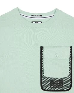 Weekend Offender Lens Mesh Pocket T-Shirt Mint Tea Green -Clothing Shop TSAW311 LENS MINT TEA 0940