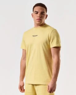 Weekend Offender Millergrove T-Shirt Butter Yellow/Navy -Clothing Shop TSSS2402 MILLERGROVE BUTTER 5183 MODEL